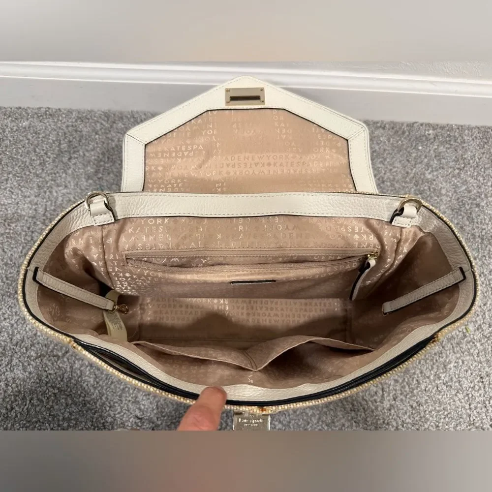Kate Spade Tweed & Pebble Leather Envelope Handbag Satchel Purse